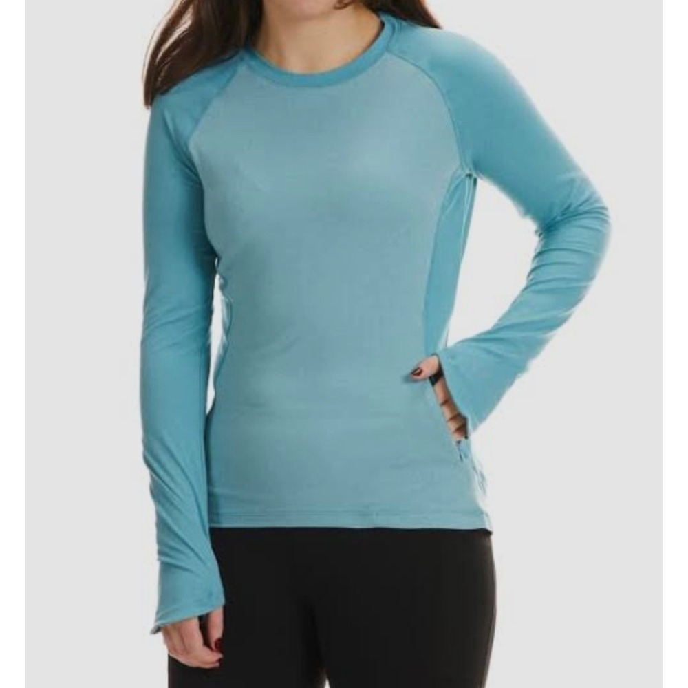 Spyder Active Shirt Womens Long Sleeve Pullover Top Sz XL Green Two Tone Stretch